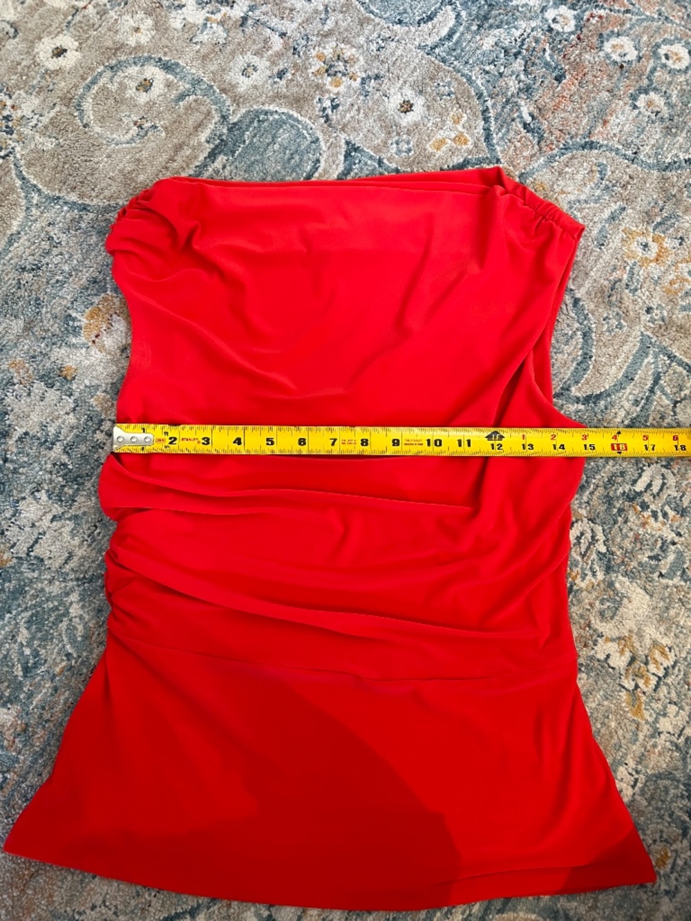 Red Sleeveless Ruched Knit Top - Picture 9 of 9